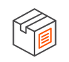 parcel icon in grey with label in orange