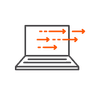 laptop icon in grey and orange 