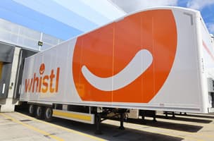 A Whistl-branded Don Bur double deck trailer in situ at the Bedford DSA site