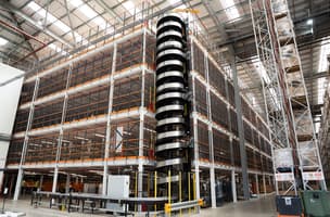 Wide-angle shot of the mezzanine structure at Whistl's Lutterworth depot