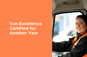 Smiling Whistl driver next to blog header for Van Excellence Reaccreditation